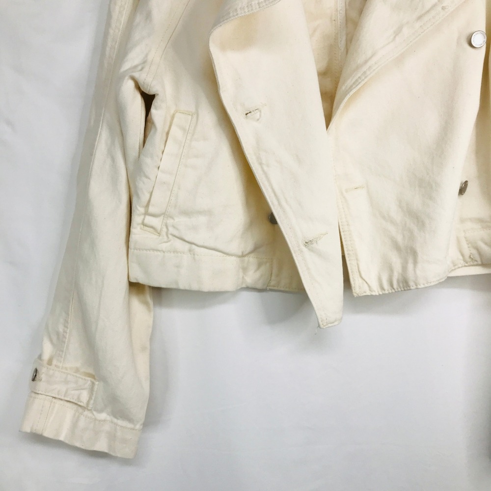 Universal Thread Womens Small Ecru Cropped Moto Jacket Cotton Lyocell W9P38Y NWT - Picture 3 of 13